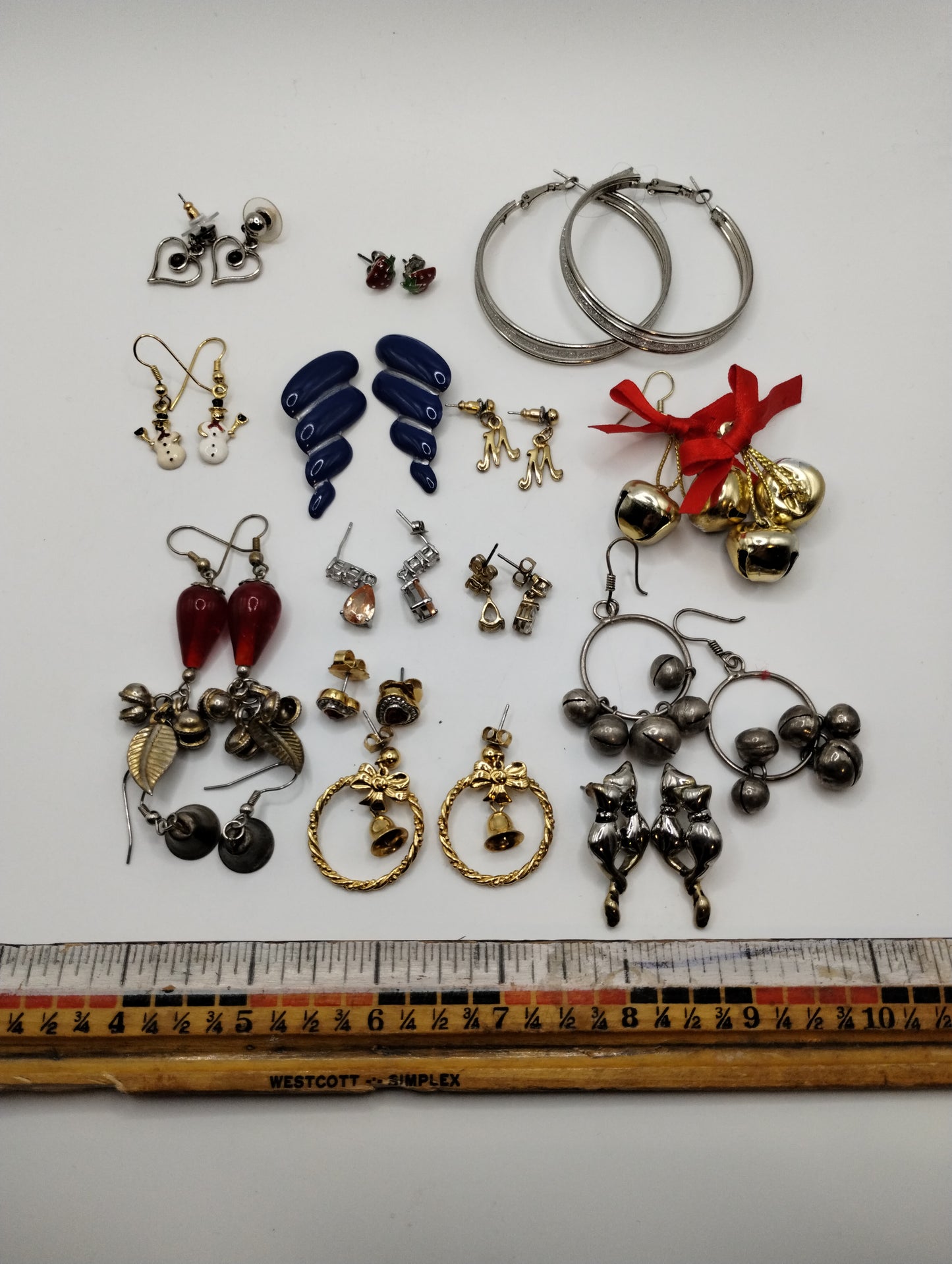 Vintage Lot of Costume Earrings Pierced Dangly Beaded Enamel Hoop