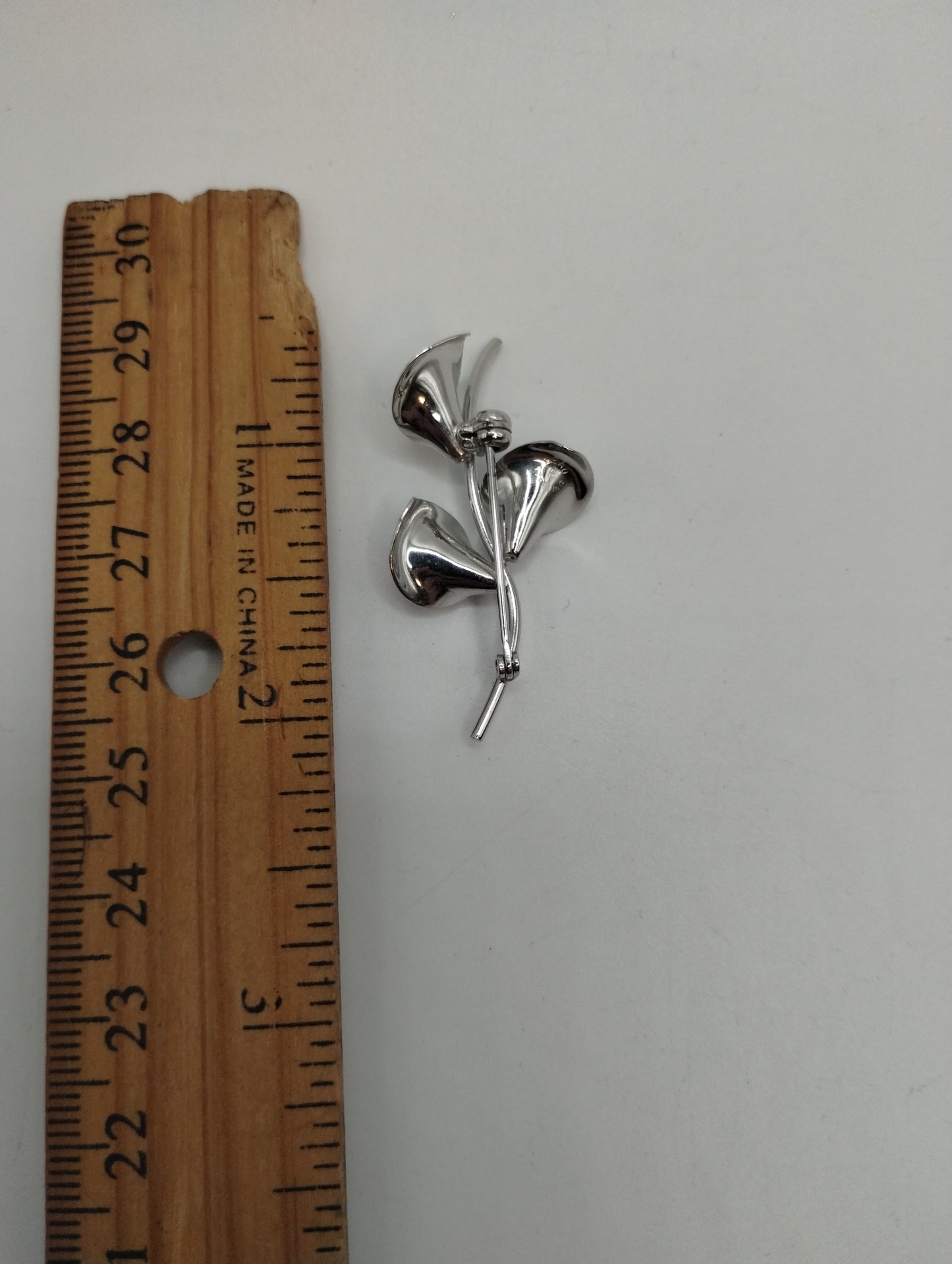 Vintage Beau Sterling Silver Faux Pearl Lily Brooch Pin