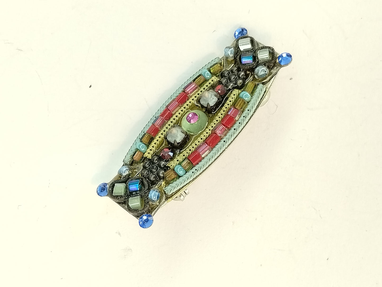Vintage Designer Signed Bar Mosaic Brooch Pin