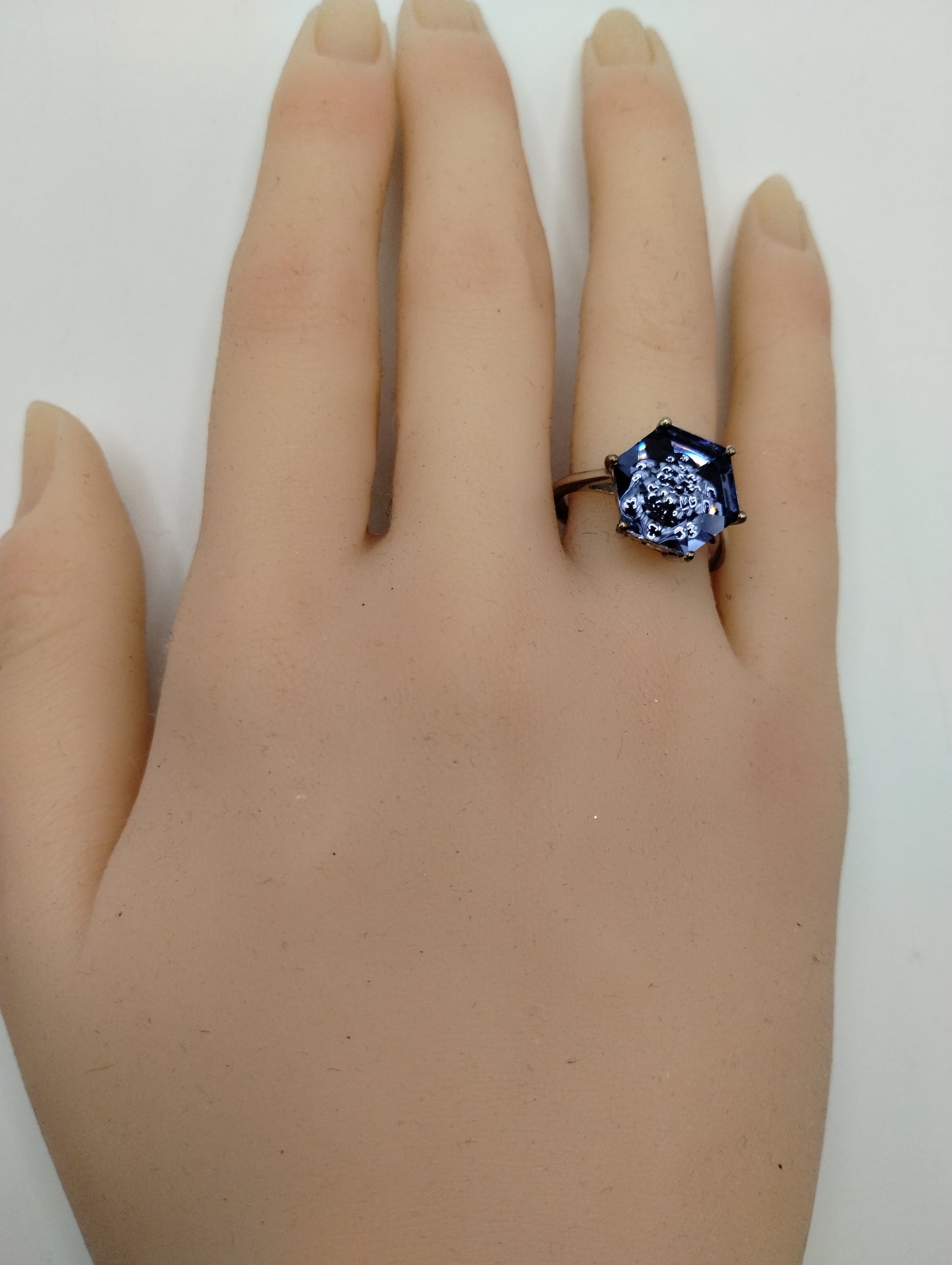 Designer Djoy Sterling Silver 925 Purple Stone Flower Cocktail Ring Sz 7.75-8