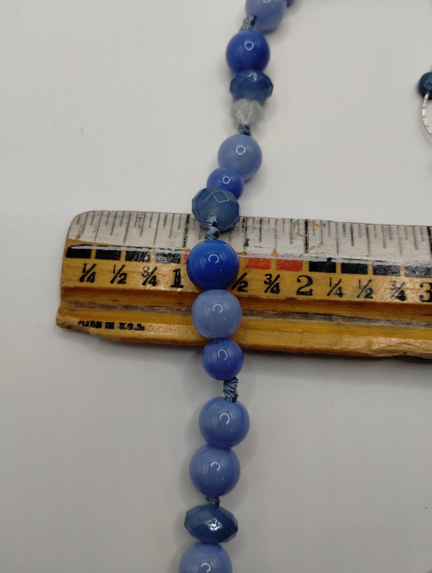 Vintage Multi Strand Silver Tone & Blue Bead Necklace