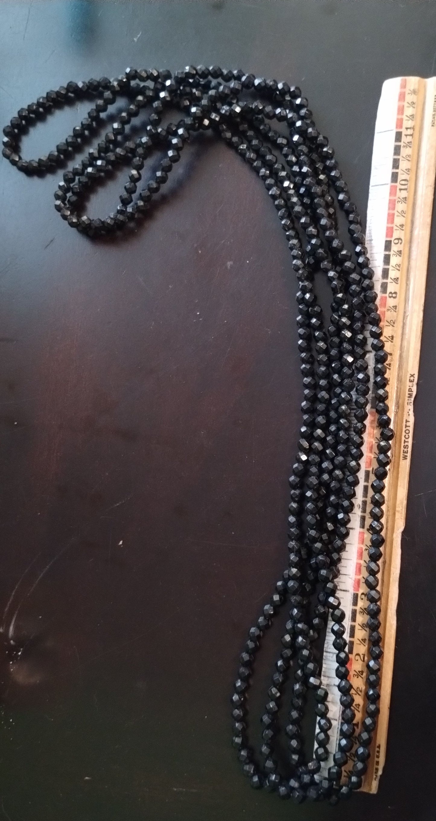 Set of 3 Vintage Long Black Bead Necklace Layering