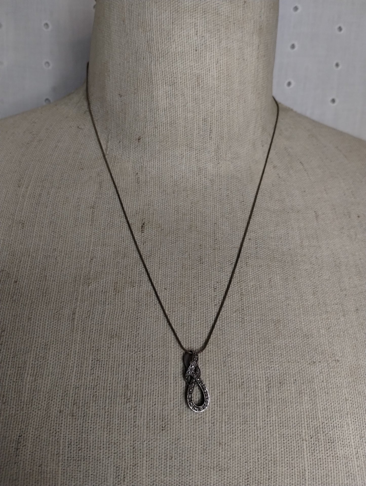 Sterling Silver 925 Diamond Accent Pendant Necklace Snake Chain