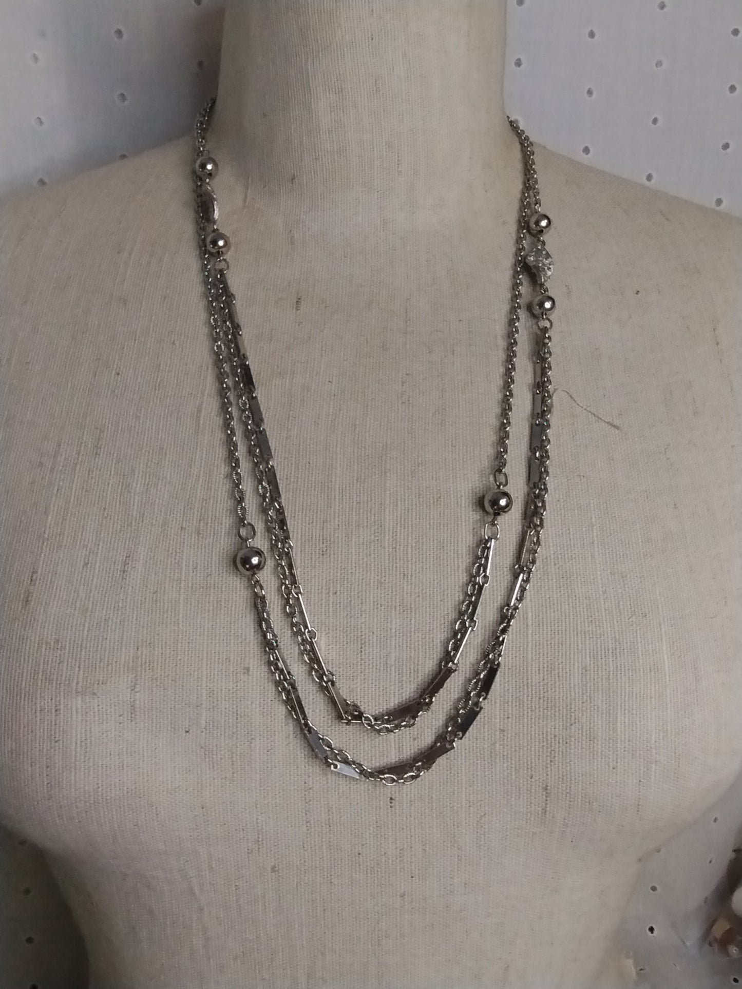 Vintage Signed Park Lane Silver Tone Opera Length Chain Necklace