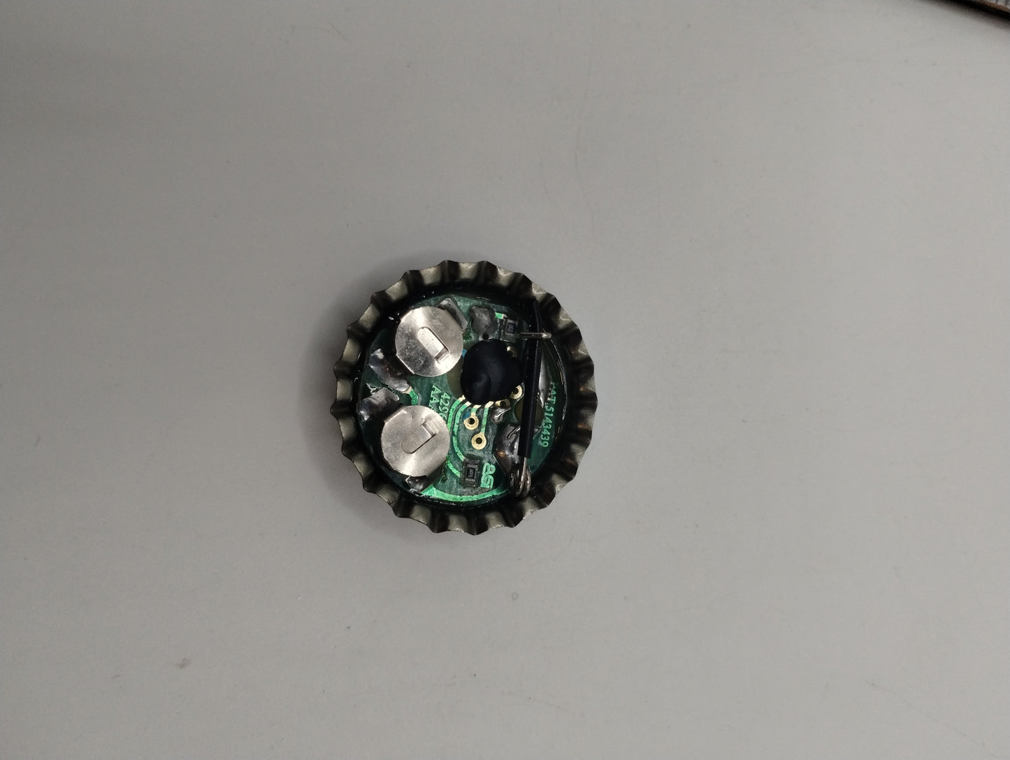 Handmade Silver Tone Miller Lite Bottle Cap Light Pin Brooch