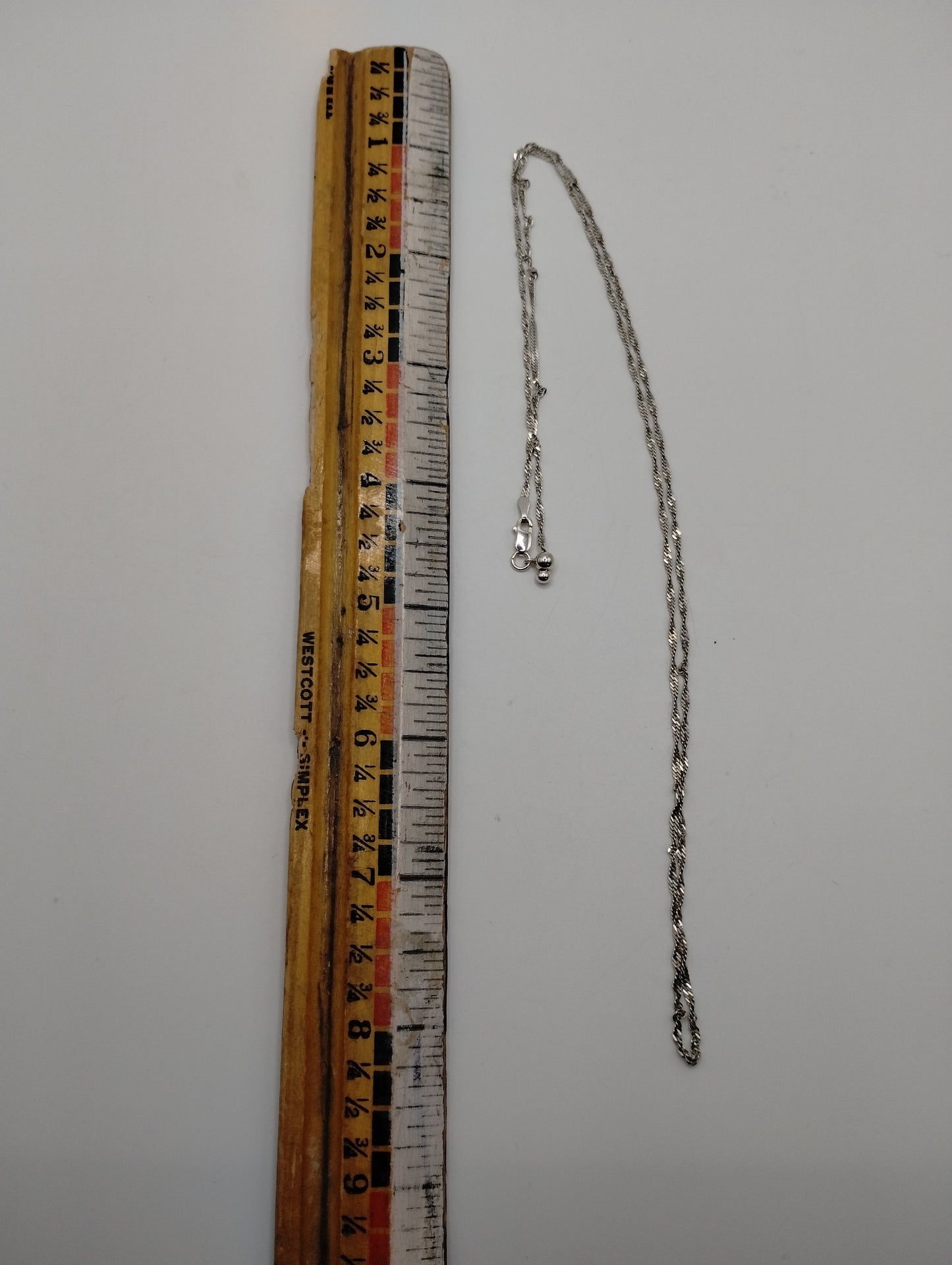 Sterling Silver 925 Twist Chain Necklace 23" Long x 2mm