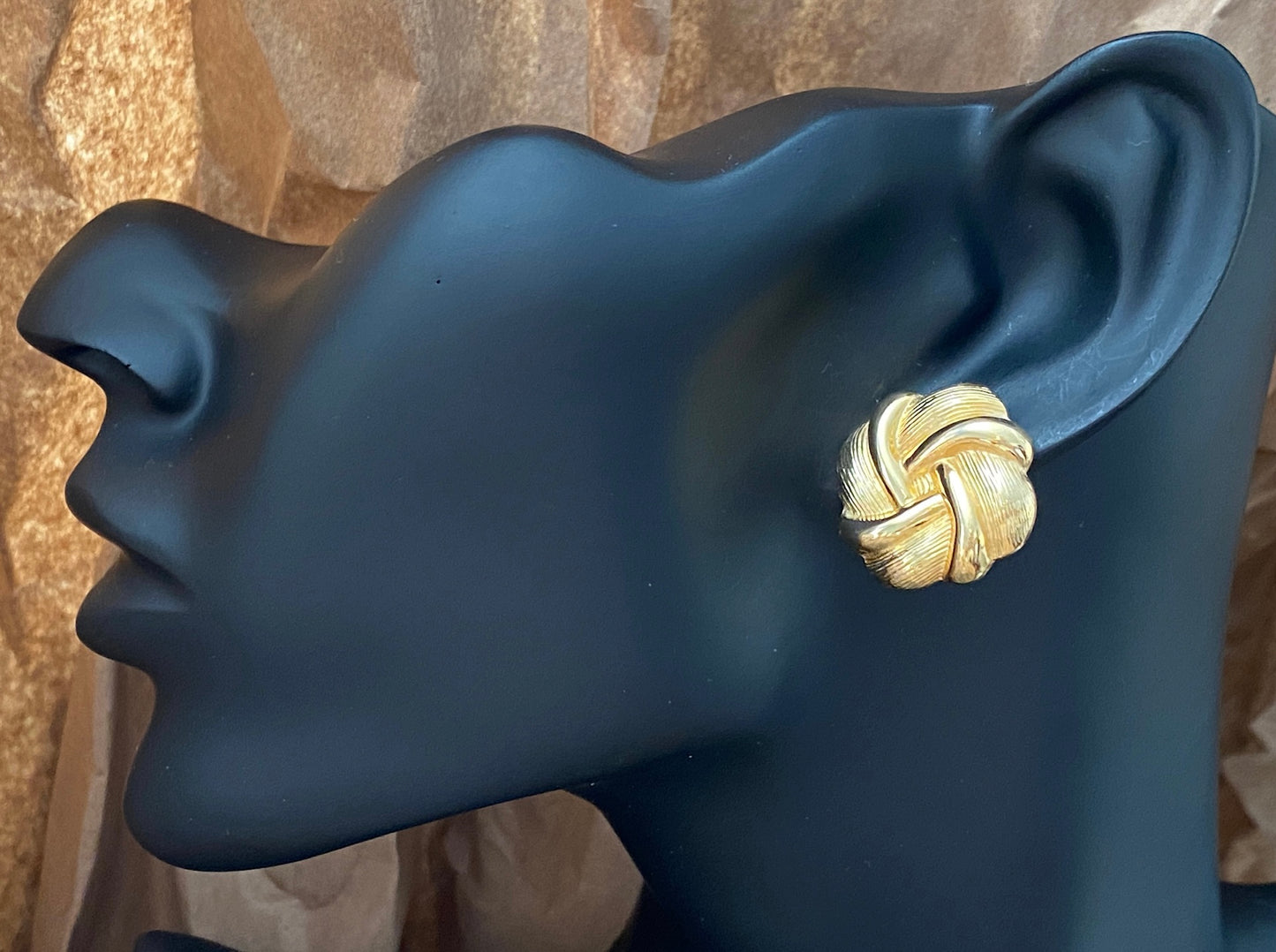 Vintage Gold Tone 80's Pierced Earrings