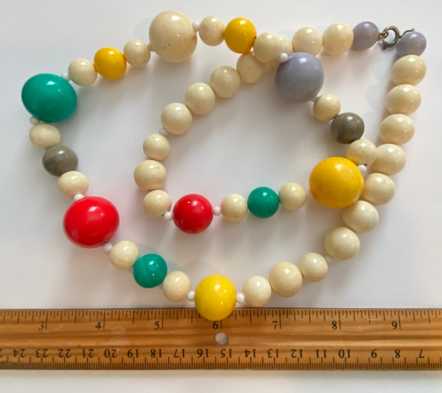 Vintage Chunky Lacquered Wood Bead Strand Necklace