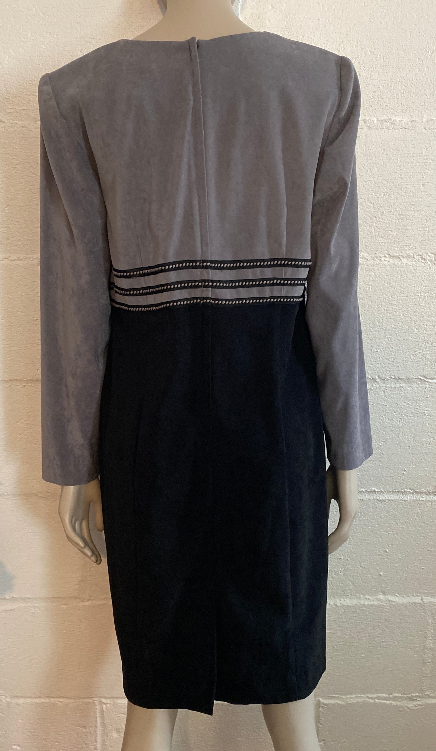 Vintage 90's Faux Suede Color Block Dress Sz 12