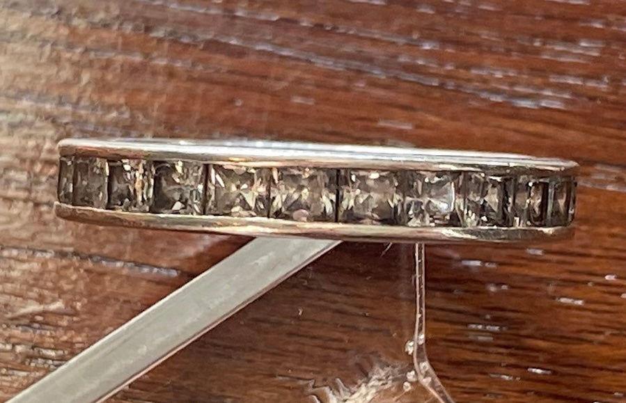 Sterling Silver Princess Cut CZ Eternity Band Ring Sz 7