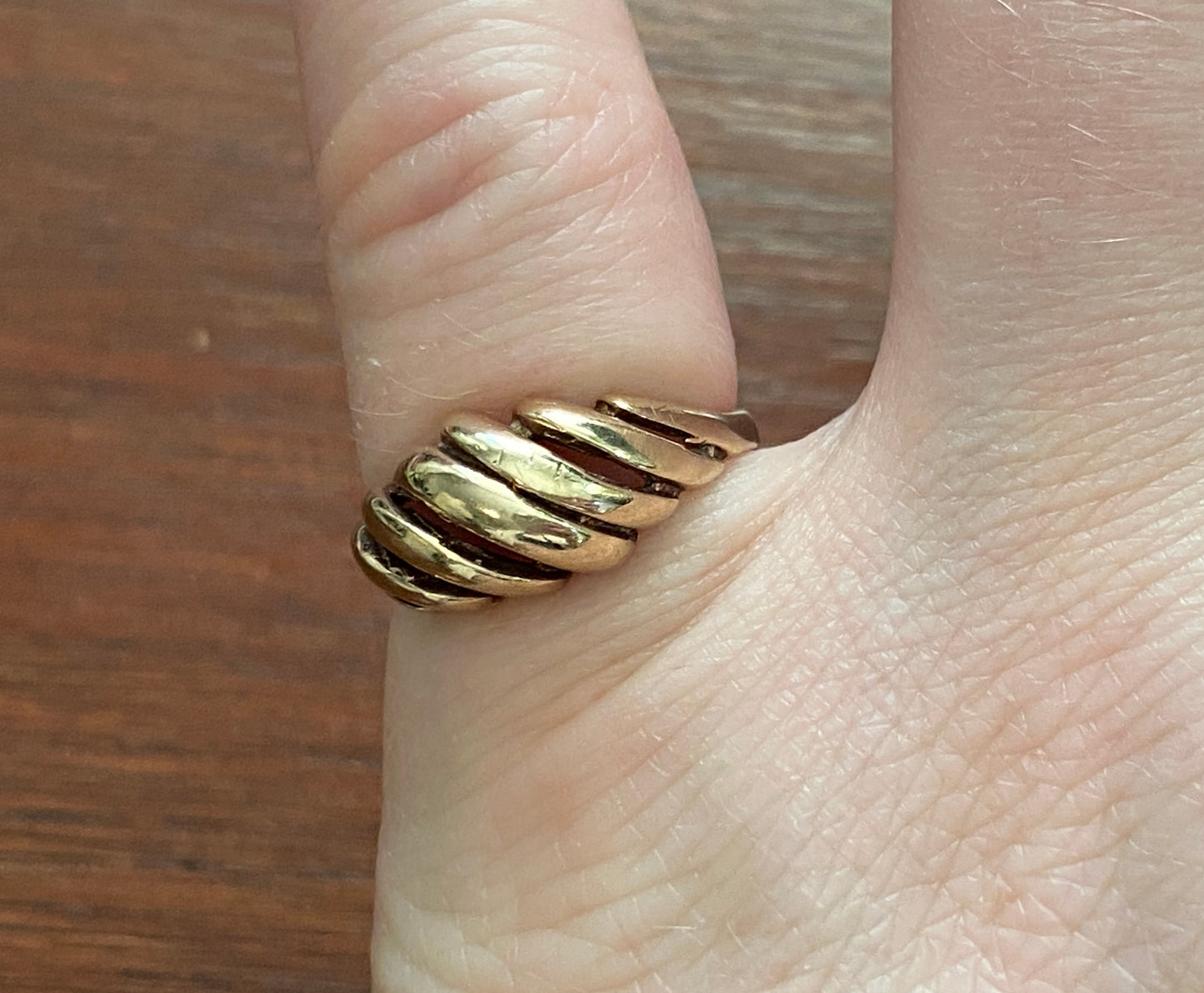 Vintage Antique 9k Open Domed Croissant Ring Sz 5