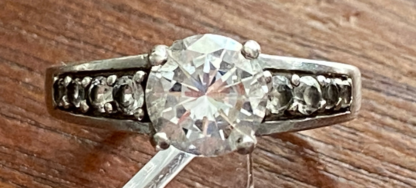 Sterling Silver 925 CZ Engagement Ring Sz 9