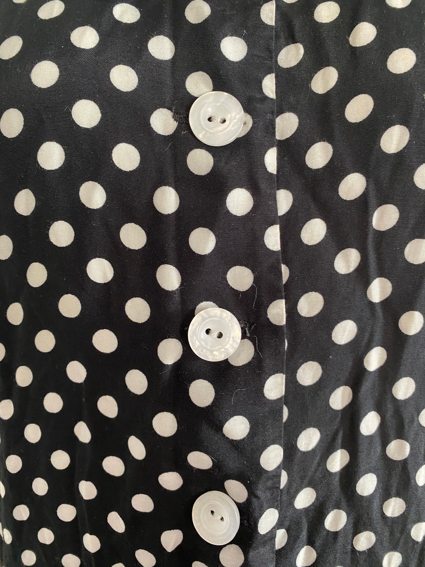 Vintage Dani Michaels Black White Polka Dot Tie Back Dress Sz 16 Sleeveless