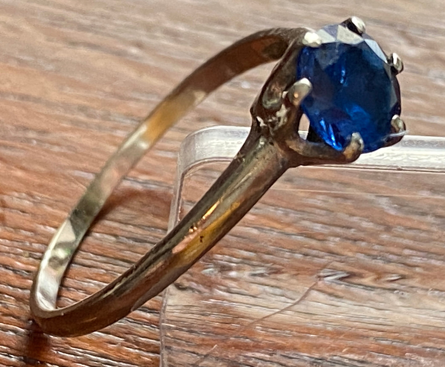 Signed 10k White Gold Ring 1ct Sapphire Sz 8.25