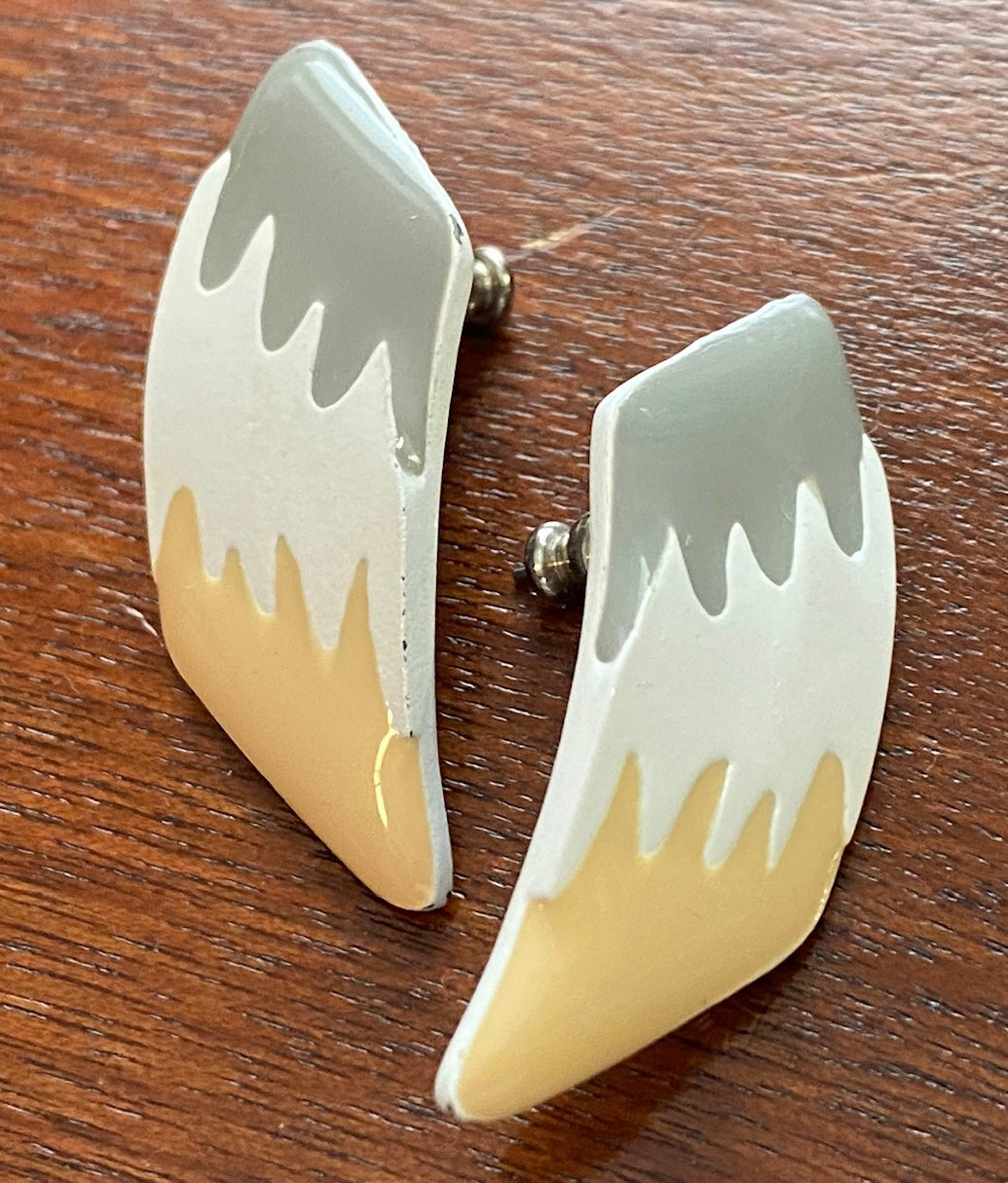Vintage Enamel Retro Drop Pierced Earrings