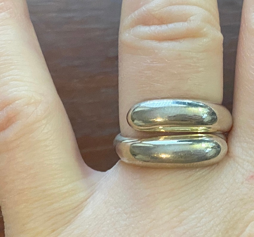 Sterling Silver 925 Wrap Bypass Ring Heavy Modern Style Sz 8