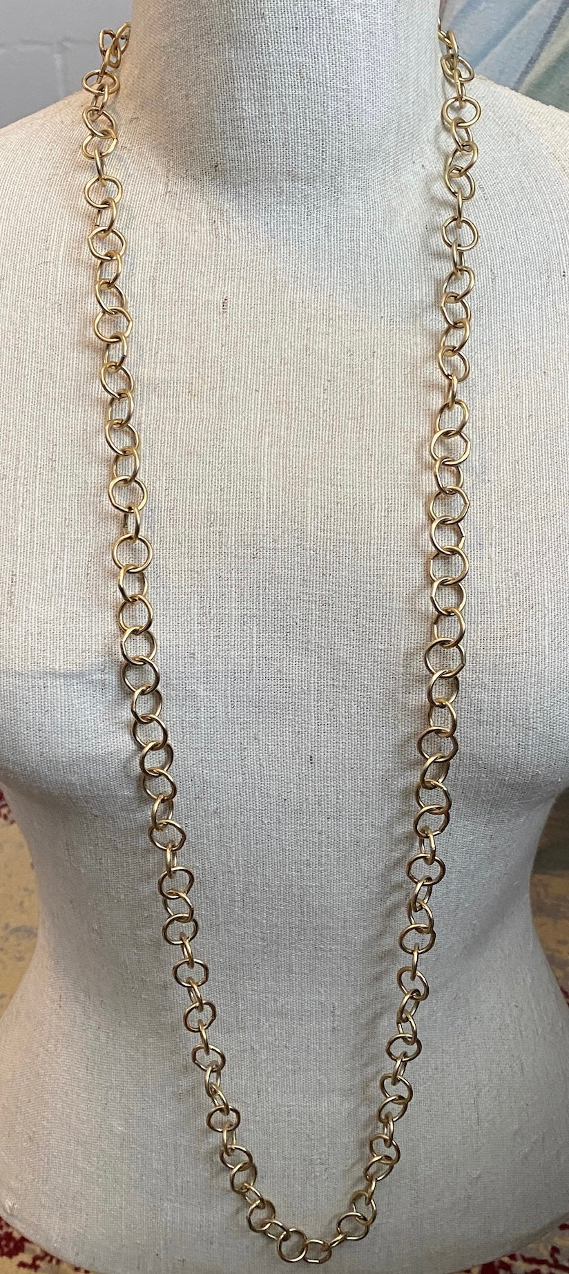 Large Link Gold Tone Metal Chain Link Layering Necklace