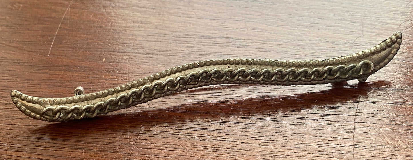 Vintage LARGE 4" Long Silver Tone Metal Bar Brooch Pin Wavy