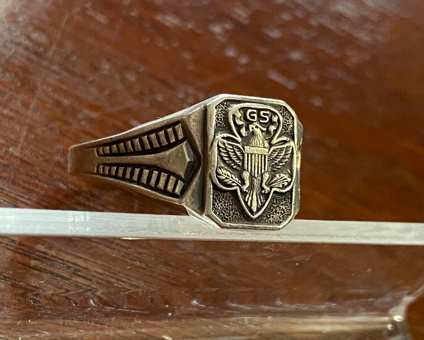 Vintage Sterling Silver Girl Scout Eagle Ring Adjustable Size