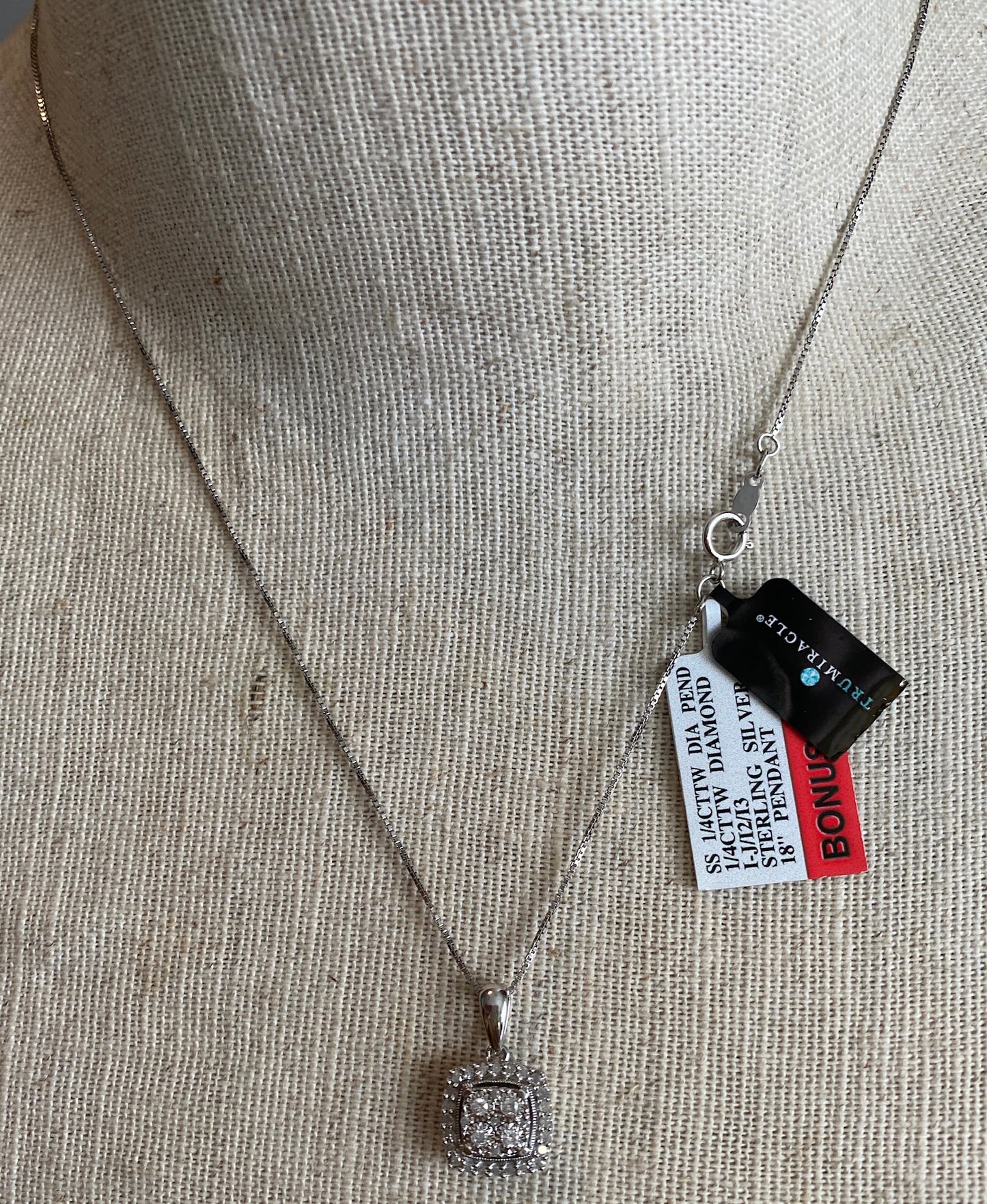 Trumiracle Sterling Silver Diamond Necklace & Earrings Set Quad Core
