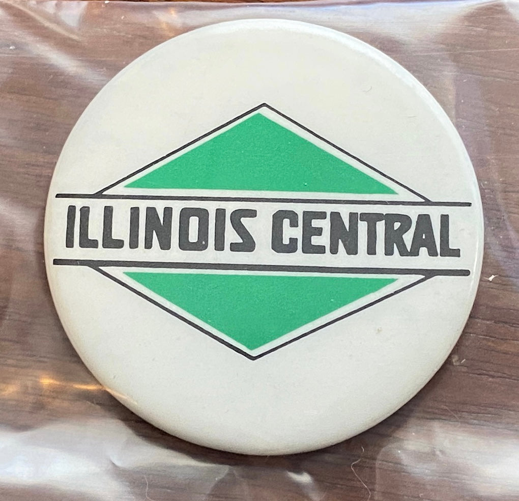 Vintage ILLINOIS CENTRAL Railroad Advertising Badge Button Pin Pinback