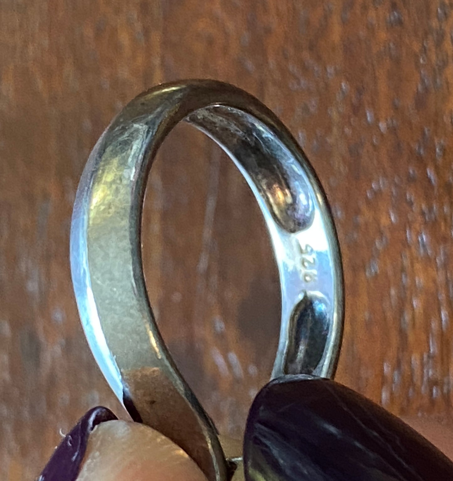 Vintage Sterling Silver 925 Round Amber Cabochon Ring Sz 5.5