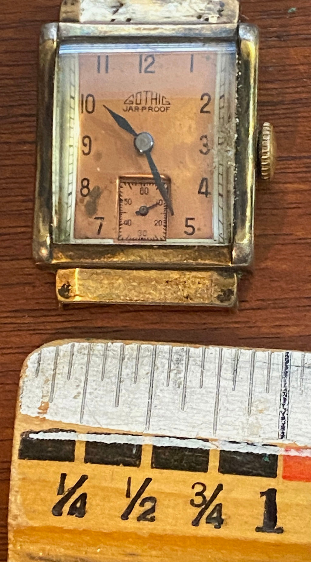 Vintage 10k Rolled Gold Gothic Jar Proof 17j Manual Wind Mens Wristwatch