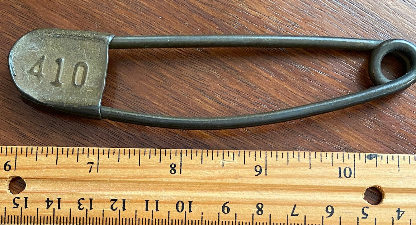 Vintage Risdon Key Tag Large Metal Safety Pin Military Laundry Numbered