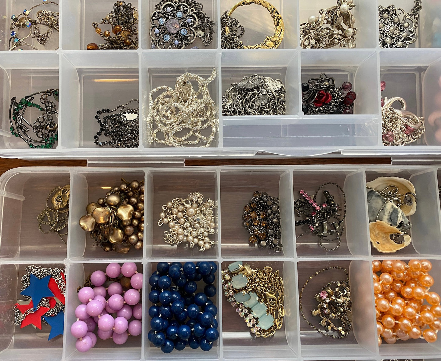 Lot of 48 Necklaces Vintage to Now Bead Pendant Rhinestone Faux Pearl
