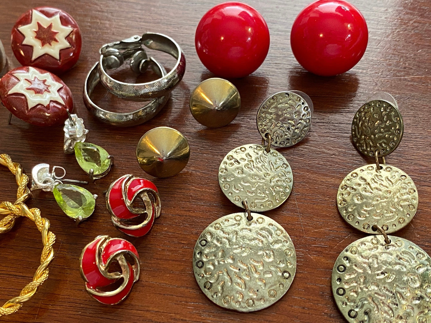 Lot of 11 Pairs Pierced Earrings Vintage to Now Gold Silver Rhinestone Retro