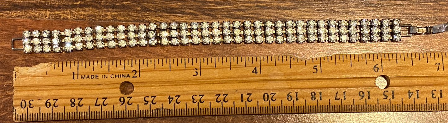 Vintage 3 Strand Clear White Rhinestone Tennis Bracelet
