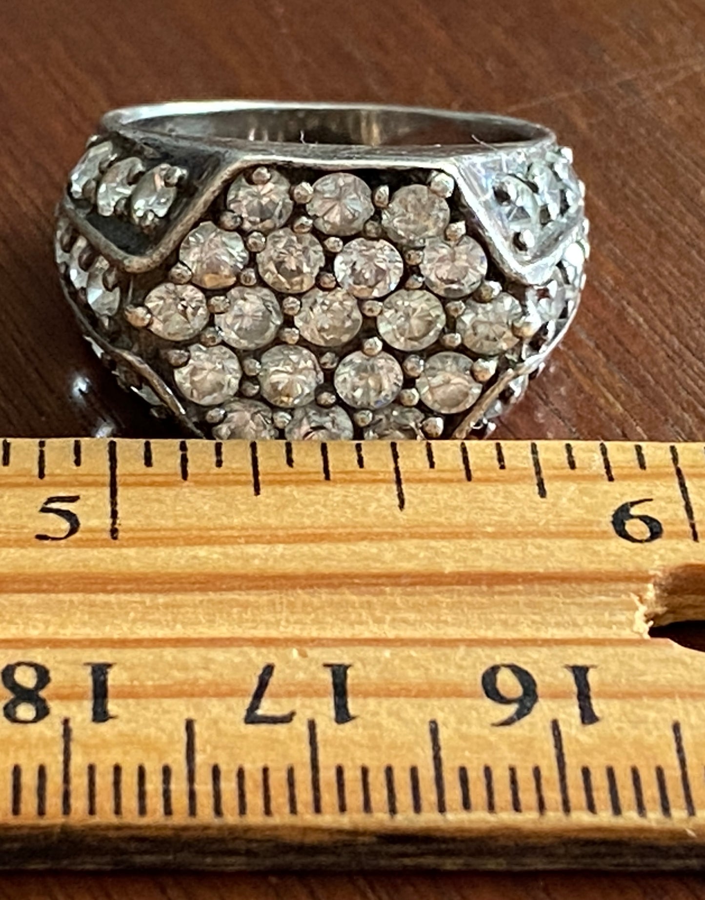 Mens Sterling Silver 925 Pave Cubic Zirconia Ring Sz 8.5