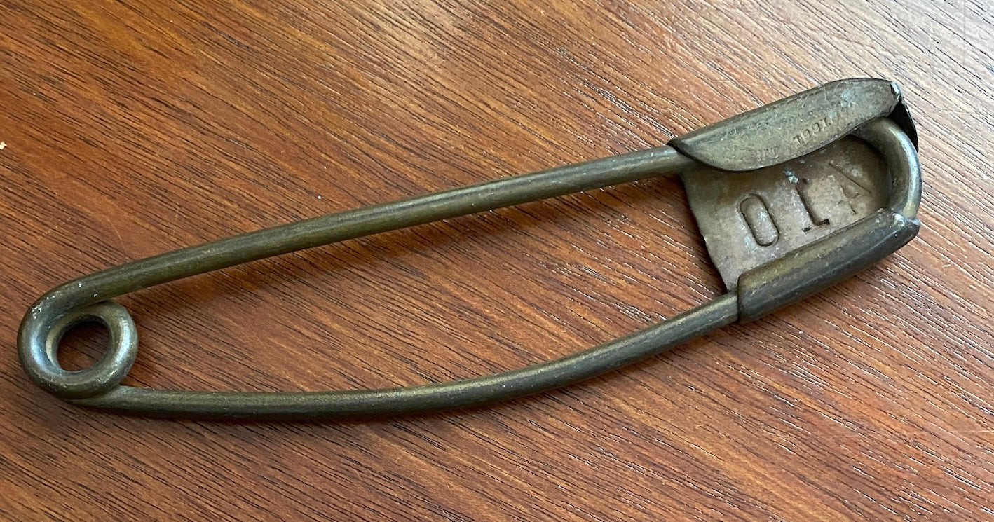 Vintage Risdon Key Tag Large Metal Safety Pin Military Laundry Numbered