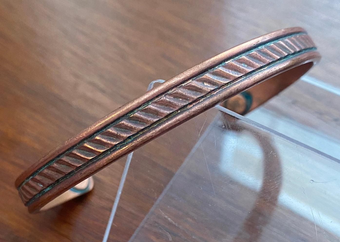 Heavy Copper Patterned Cuff Bracelet