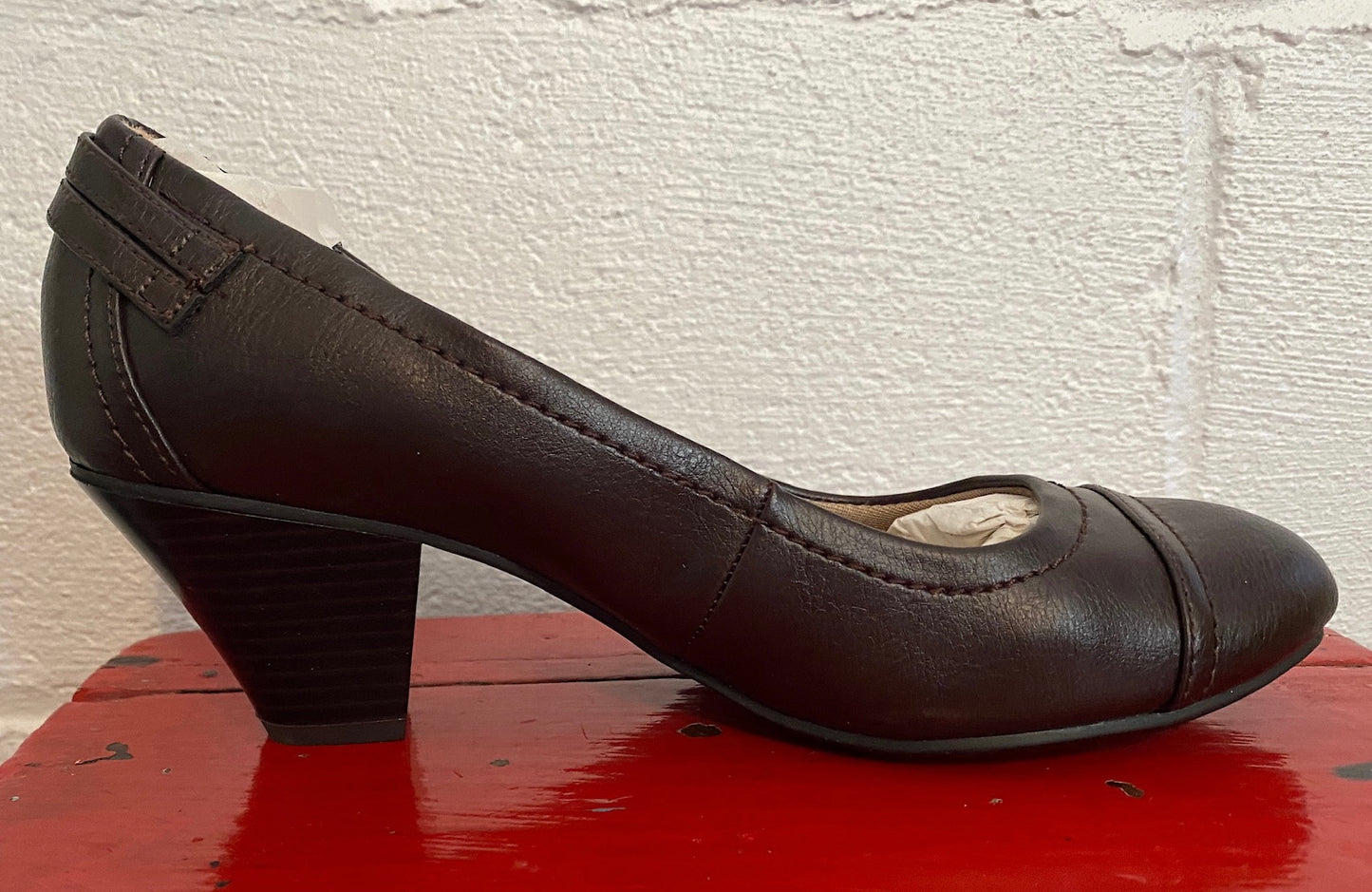 Life Stride Active Arch Give Dark Chocolate Brown Lansing Slide on Pump Sz 9 M