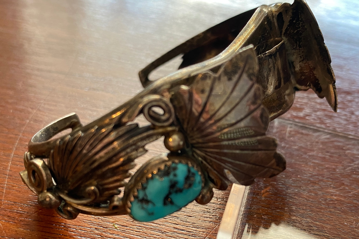 Vintage Old Pawn Navajo Turquoise Sterling Silver WATCH CUFF Bracelet JJ
