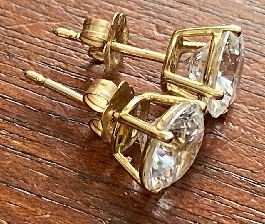 14k Yellow Gold Basket Setting 2.5ctw CZ Stud Earrings