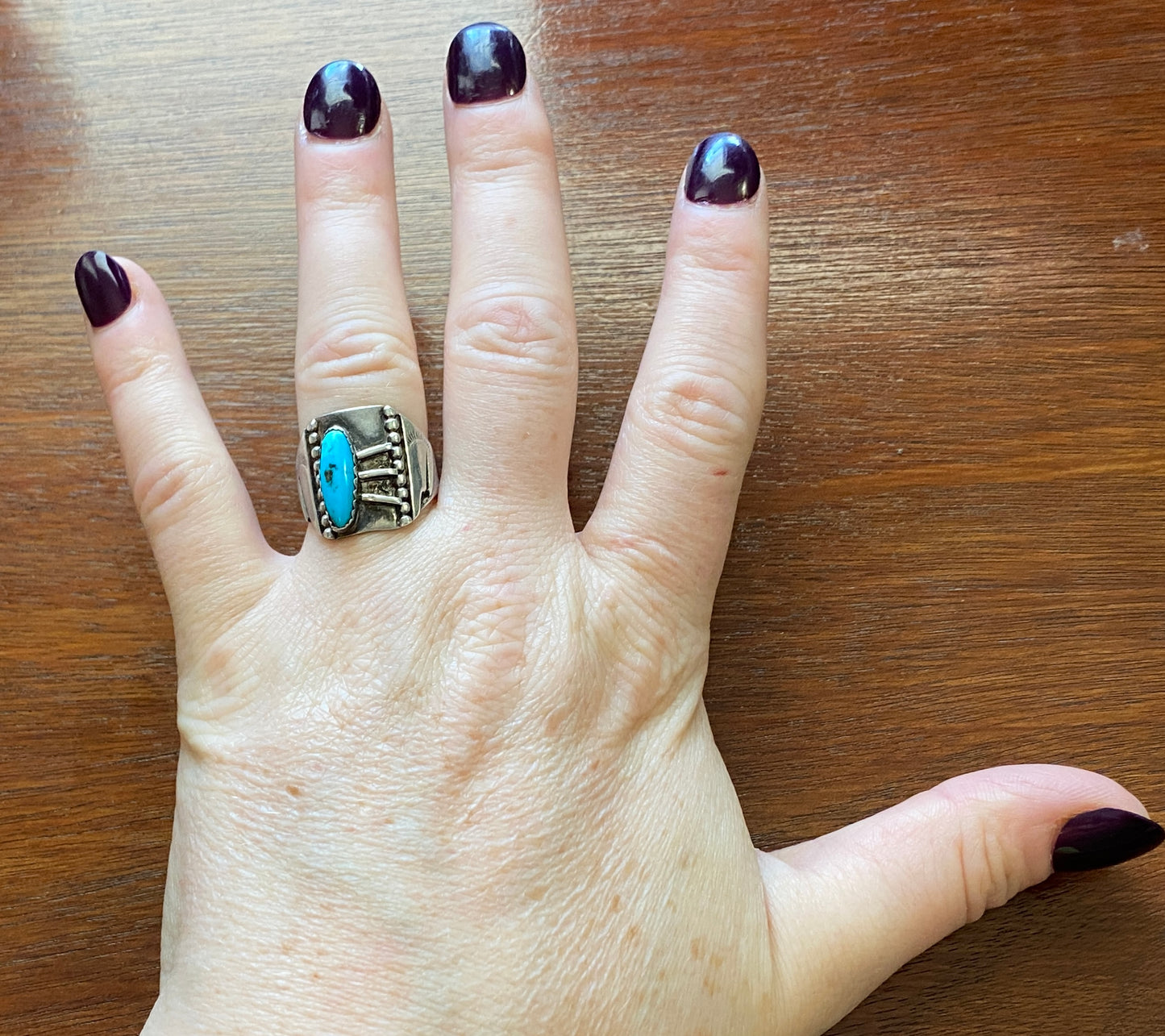 Sterling Silver 925 Turquoise Old Pawn Ring Sz 8