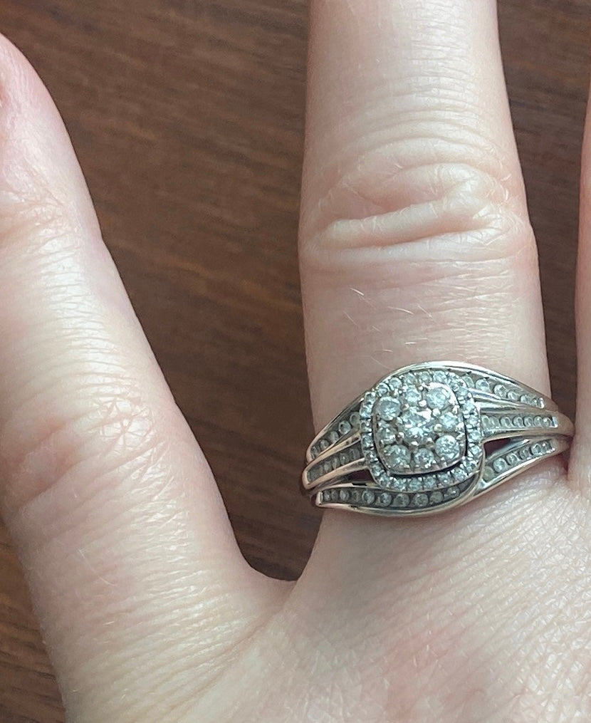 10k White Gold .75ctw Round Diamond Engagement Wedding Ring Sz 8.25