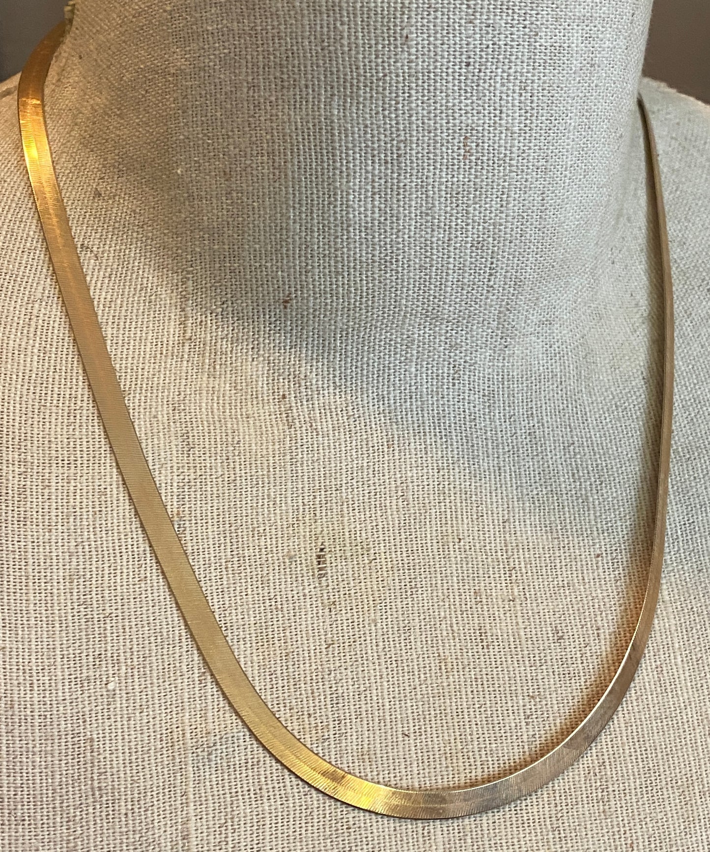 Vintage Aurafin 14k Yellow Gold Herringbone Chain Necklace 20" x 5mm