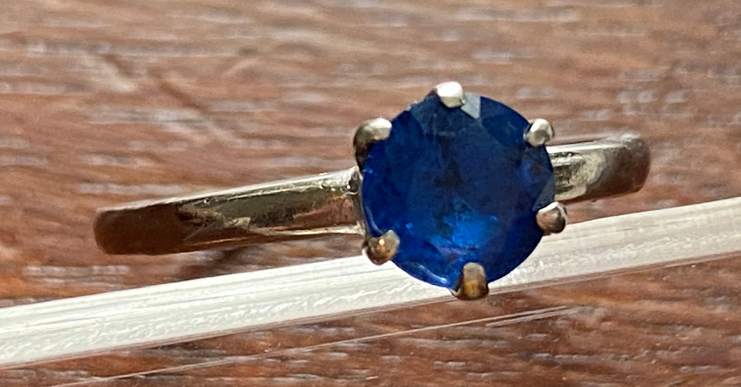 Signed 10k White Gold Ring 1ct Sapphire Sz 8.25