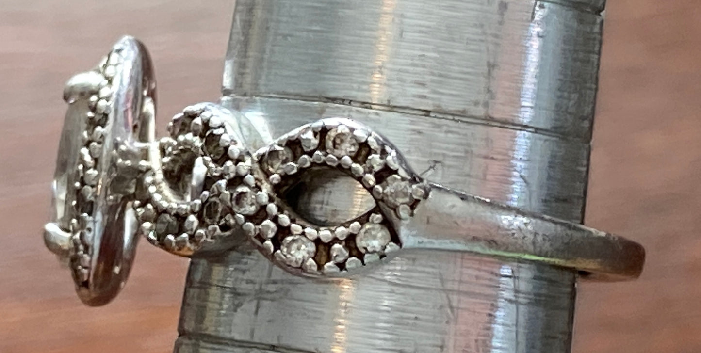 Sterling Silver 925 1.25ct Cubic Zirconia Ring Sz 6.25 Open Design