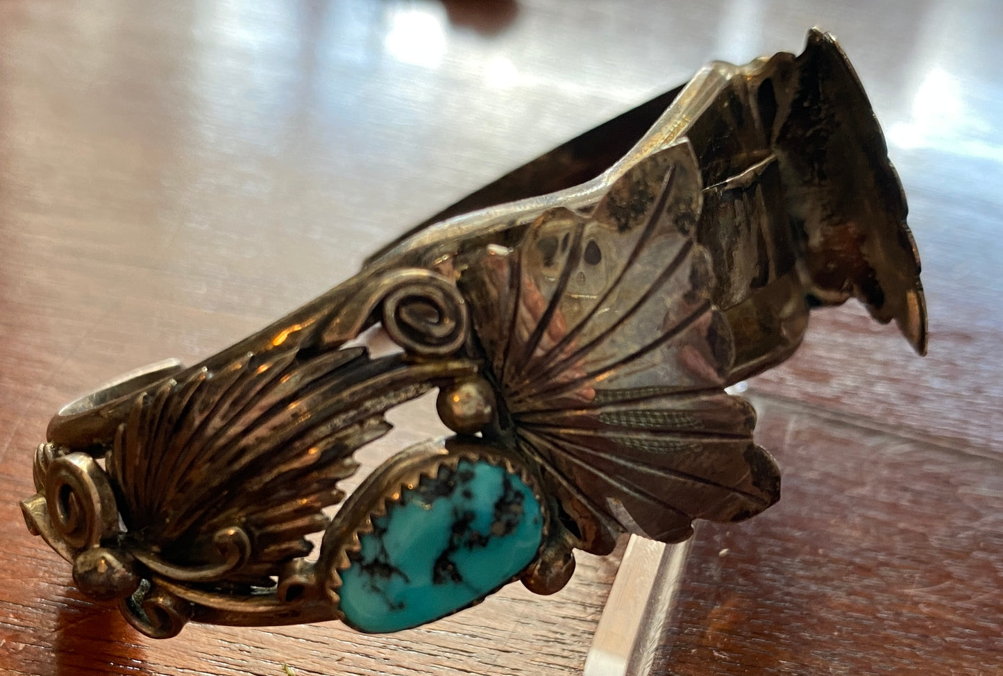 Vintage Old Pawn Navajo Turquoise Sterling Silver WATCH CUFF Bracelet JJ