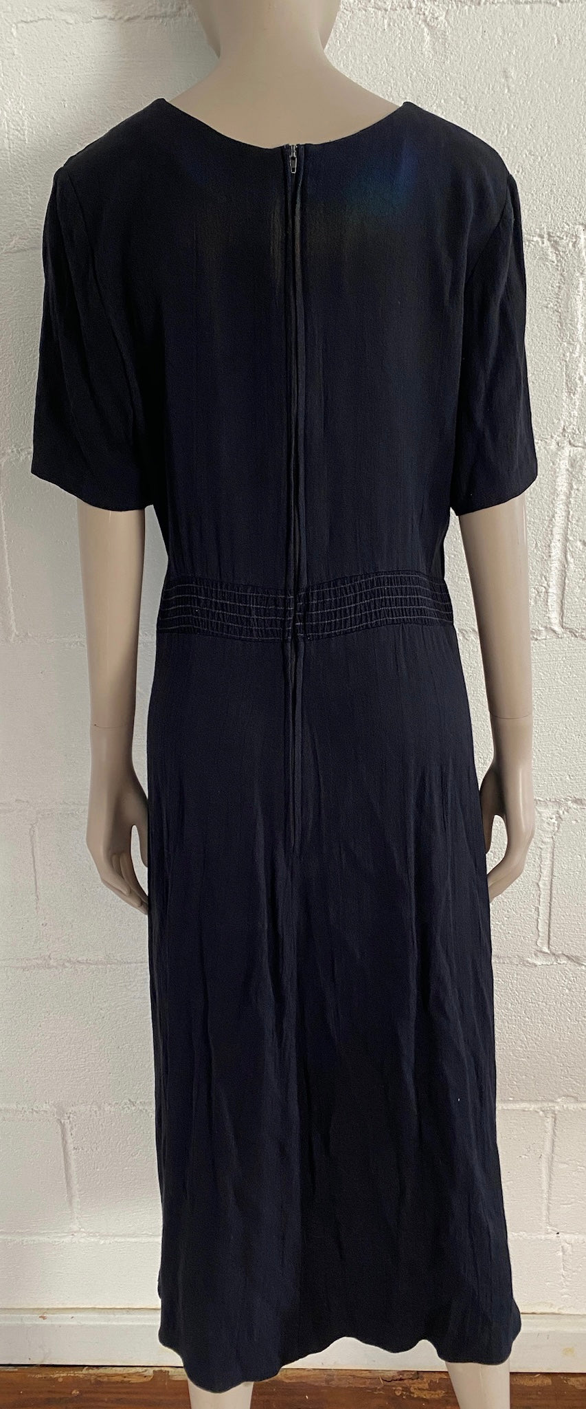 Vintage Casual Corner Crepe Black Fitted Long Dress Sz 14 L XL
