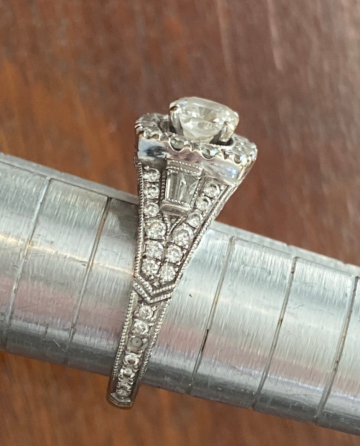 Neil Lane 14k White Gold 1.50ctw Cushion Cut Baguette Engagement Ring Sz 4.25