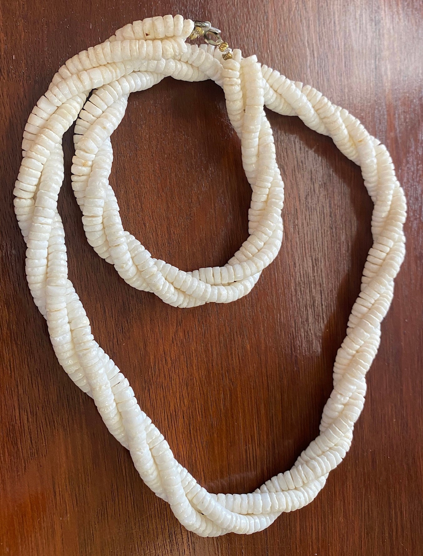 White Puka Shell Twist Rope Statement Necklace