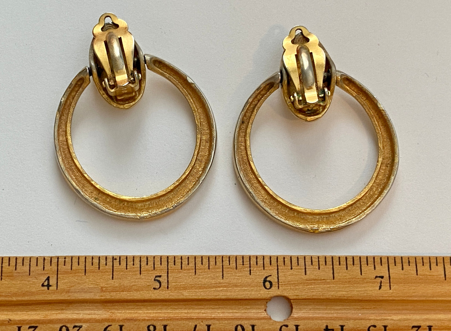 Vintage Gold Tone Metal Door Knocker Clip on Earrings