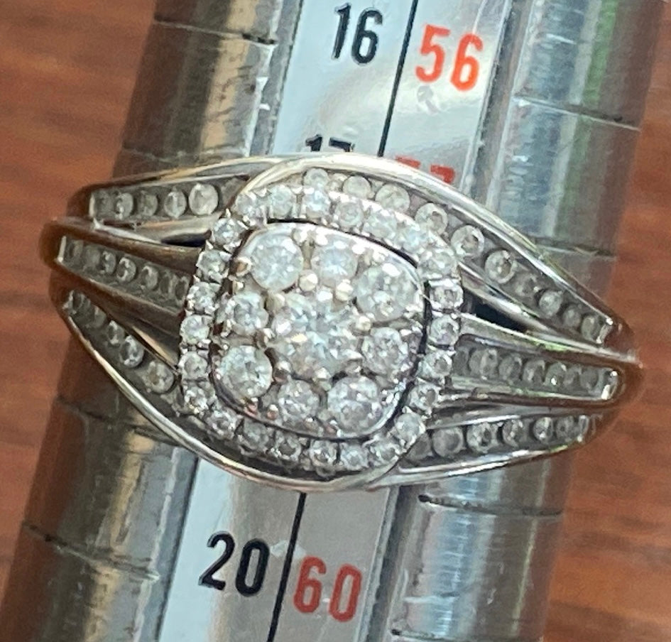 10k White Gold .75ctw Round Diamond Engagement Wedding Ring Sz 8.25