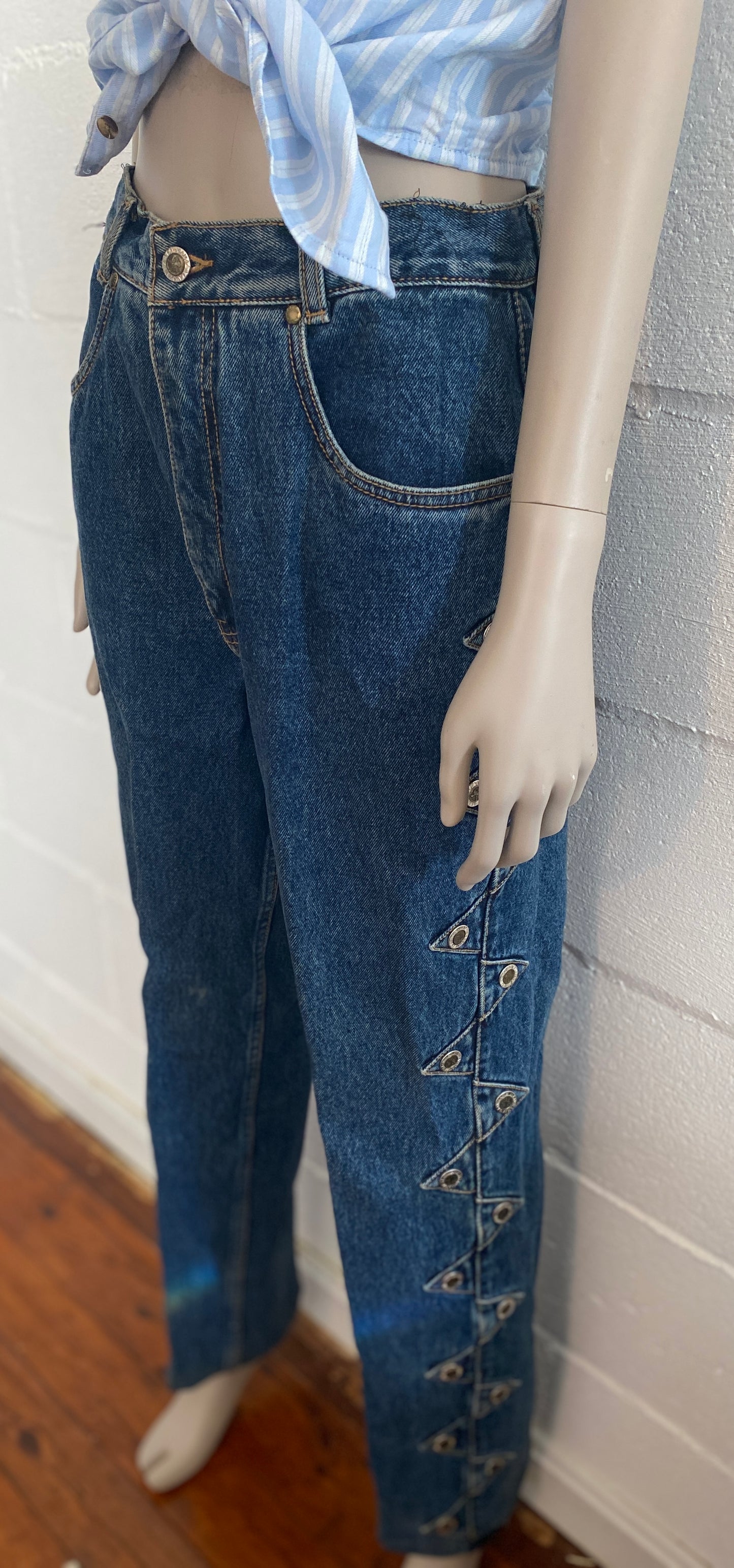 Vintage Lawman Western Rodeo Stud High Rise Jeans Sz 11 Cowboy