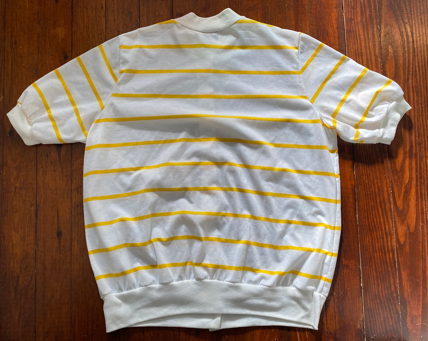 Vintage America America White Yellow Striper Mens Shirt